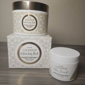 Lalicious Bundle 8oz Sugar Coconut Velour Body Melt + 2oz The Scrub Exfoliant